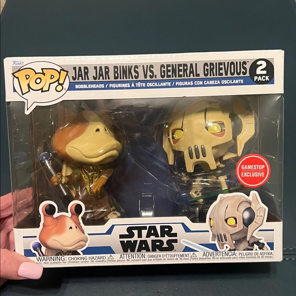 NEW IN BOX, FUNKO POP STARWARS, JAR JAR BINKS VS. GENERAL GRIVEOUS BOBBLEHEADS - Picture 2 of 4